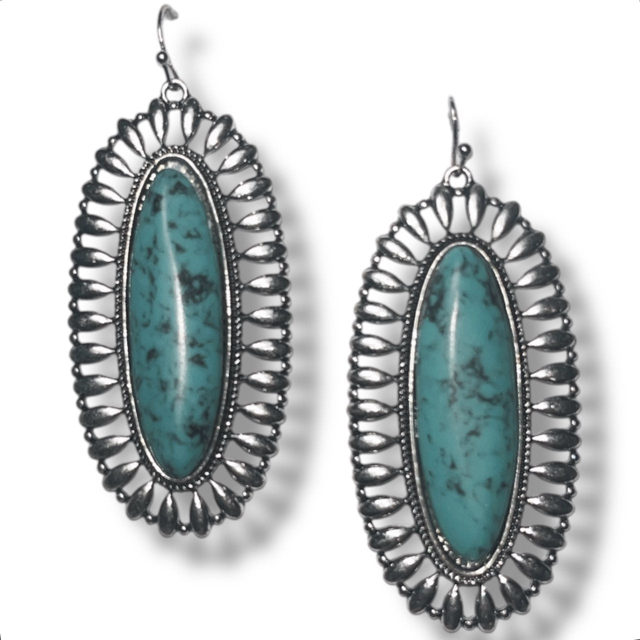 Charming Silver Drop Earrings with Turquoise Accents