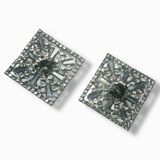 Timeless Art Deco Silver Earrings with Dazzling Clear Stones