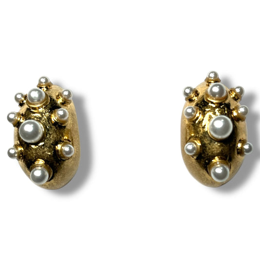 Statement Gold and Pearl Earrings