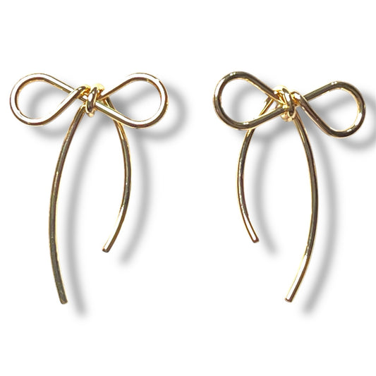 Gold Bow-Tie Drop Earrings